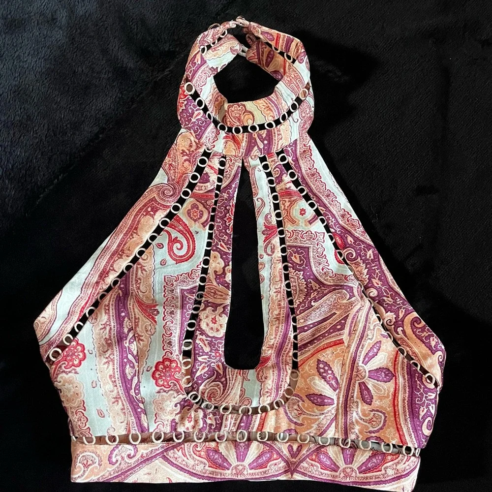 Zimmermann Paisley Halter Crop Top - Picture 12 of 15